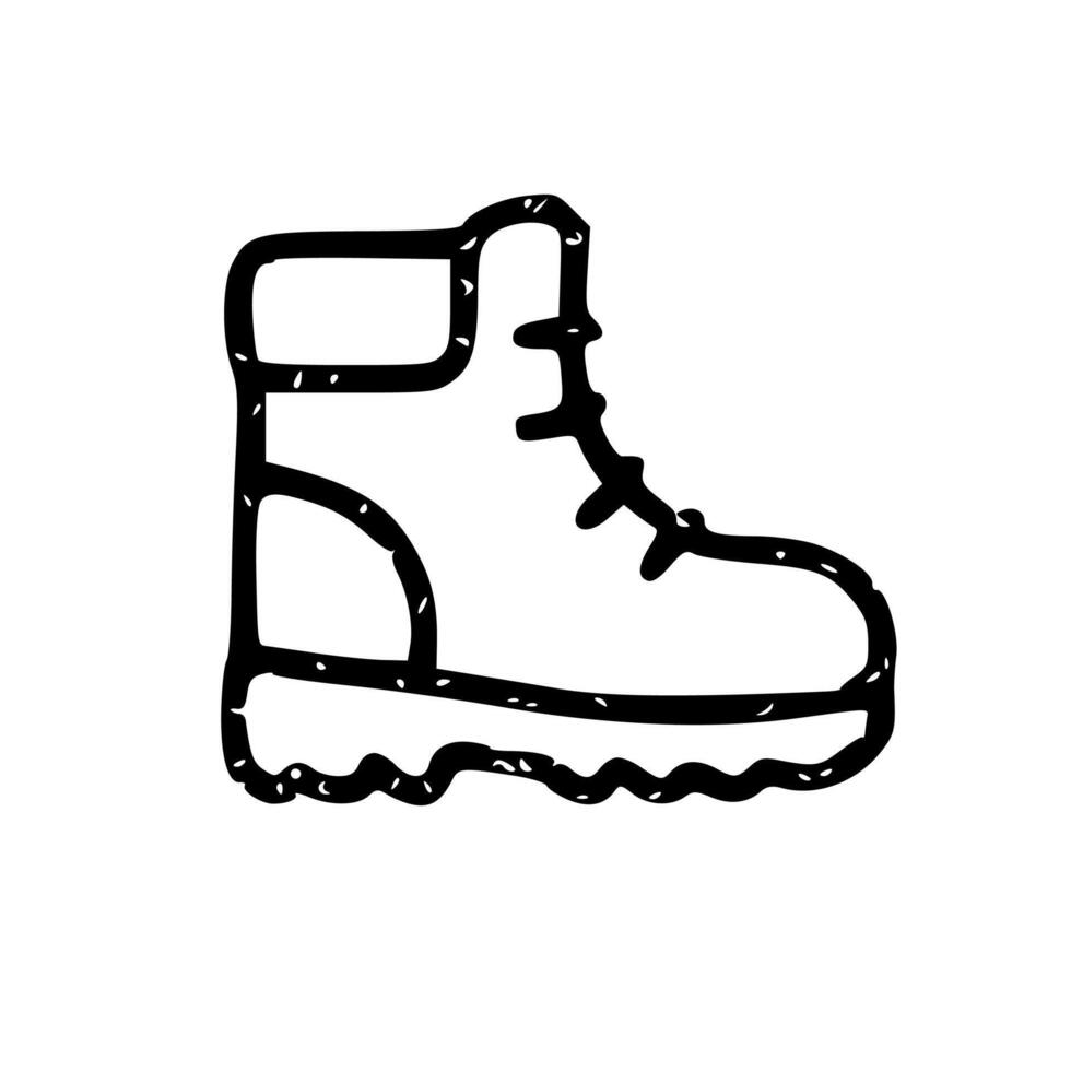 Outline Handdrawn Hiking Boot Shape Icon for Travel vector