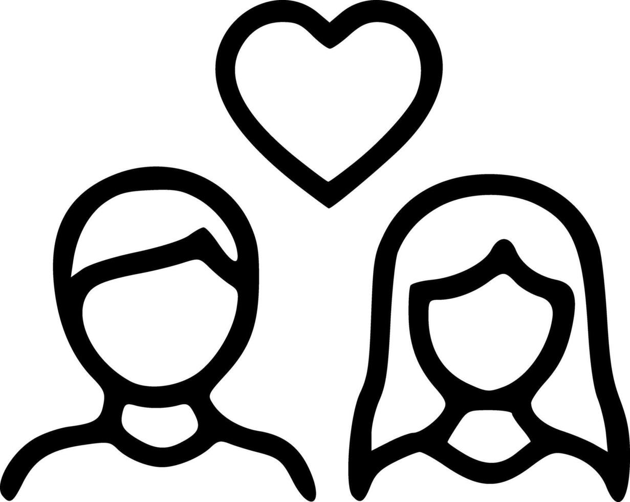 Outline Handdrawn Couple Heart Love Symbol Icon vector