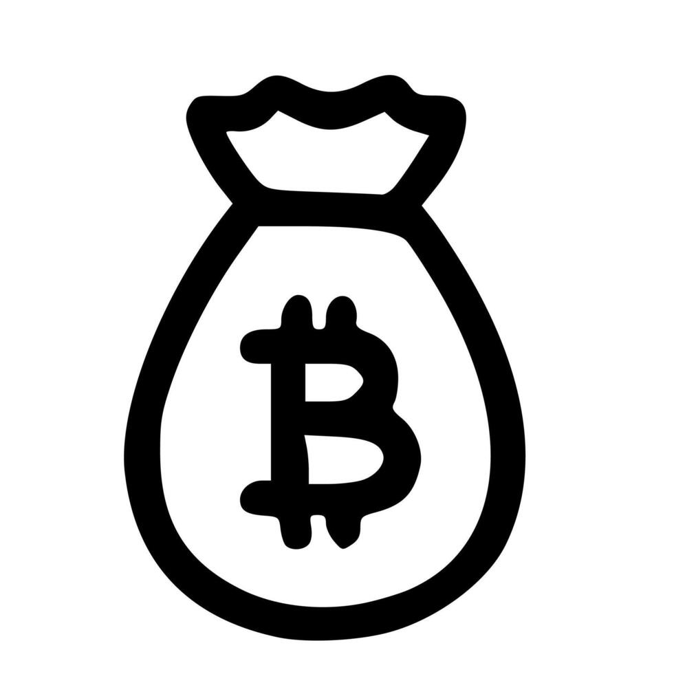 Bitcoin money bag icon illustration vector