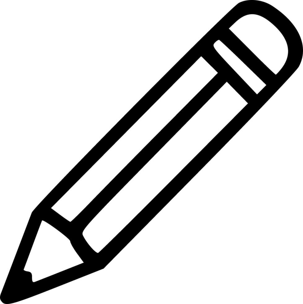 Outline Handdrawn Pencil Writing Instrument Icon Symbol vector