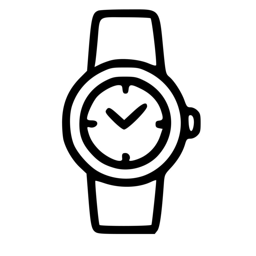 Outline Handdrawn Wristwatch Timepiece Accessory Icon Design vector