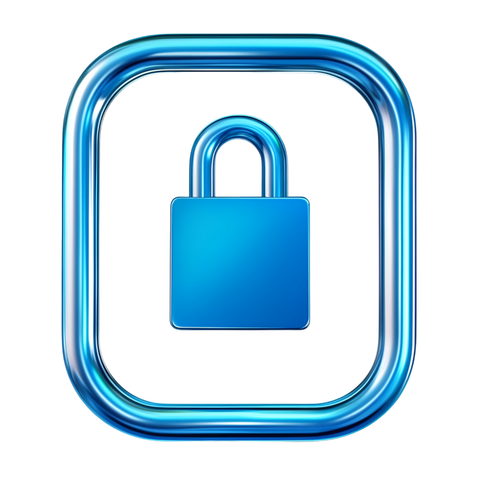 Blue Square Button With Lock Transparent Background png