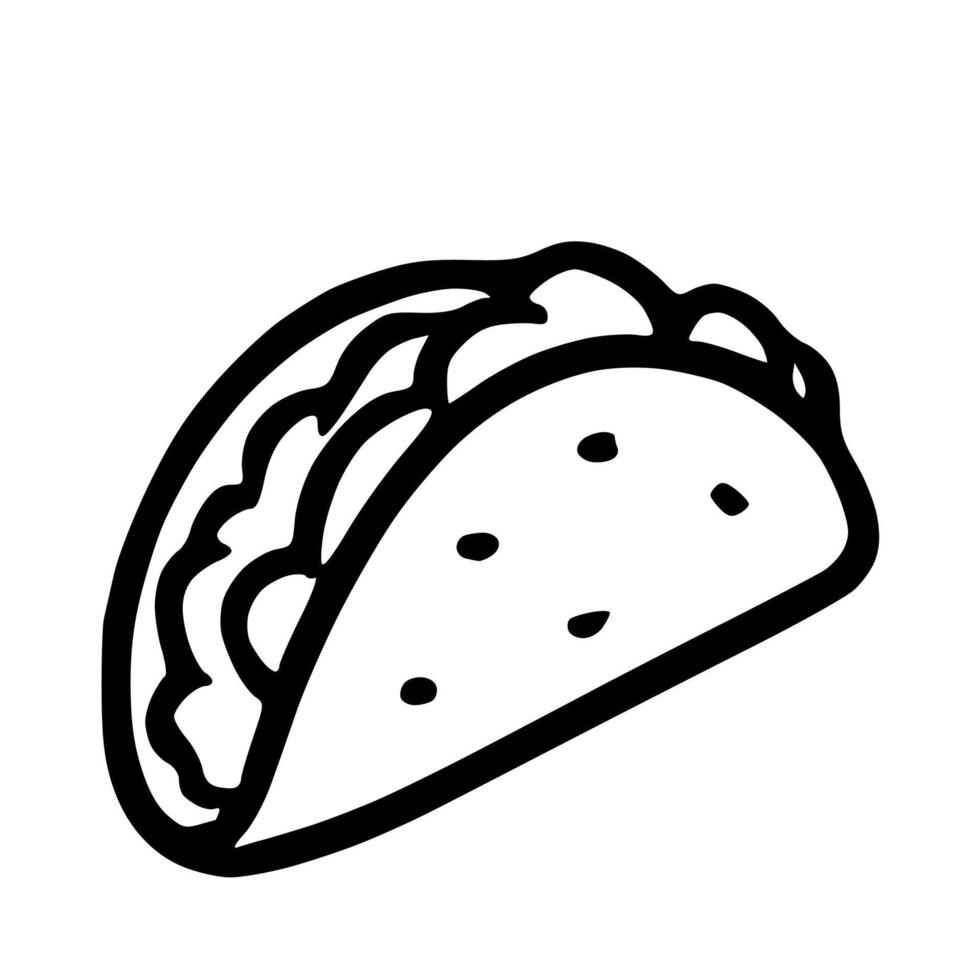 Outline Handdrawn Taco with Delicious Filling Icon vector