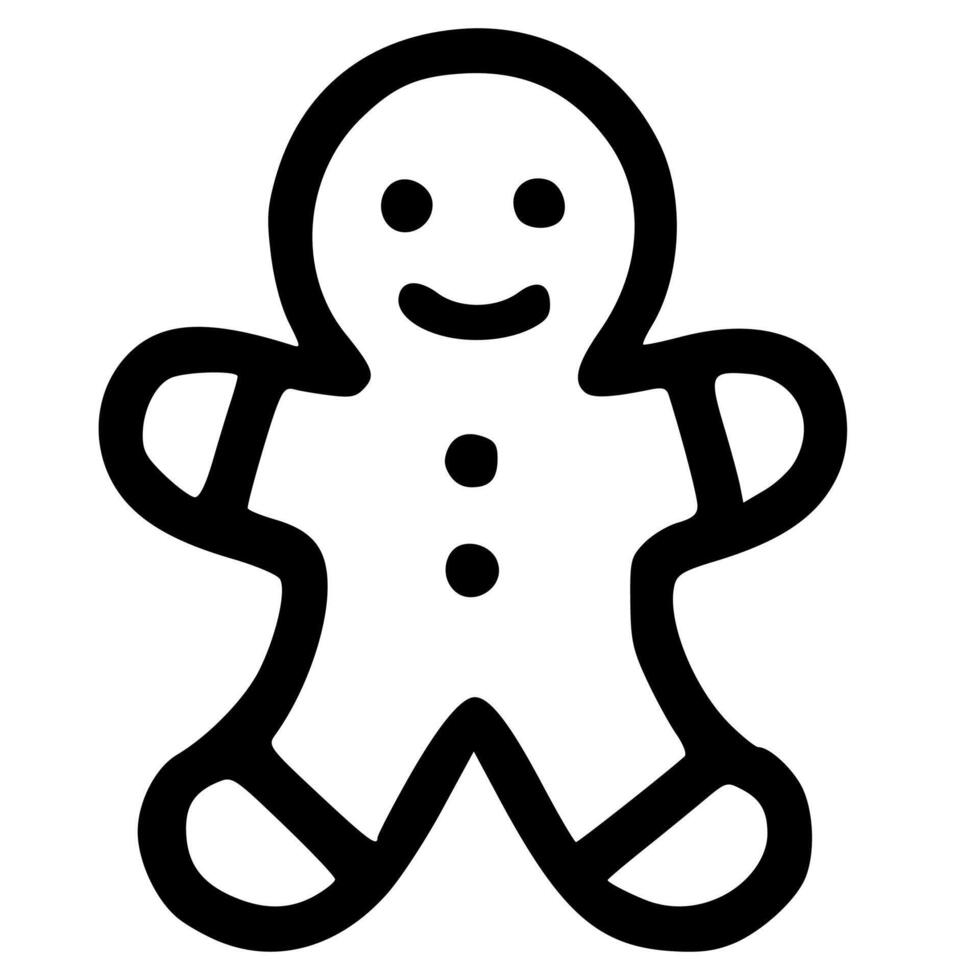 Outline Handdrawn Gingerbread Man Christmas Holiday Icon vector