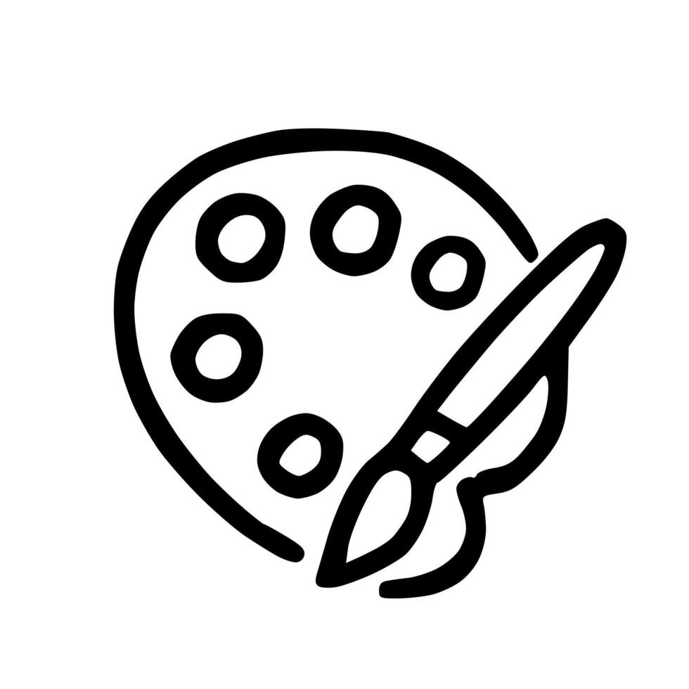 Outline Handdrawn Paint Palette Icon vector