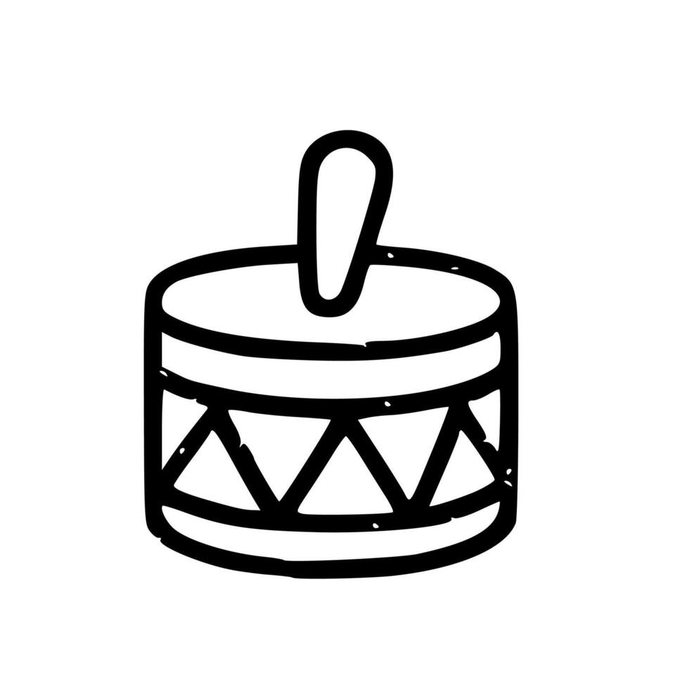 Outline Handdrawn Drum Musical Instrument Icon Symbol vector