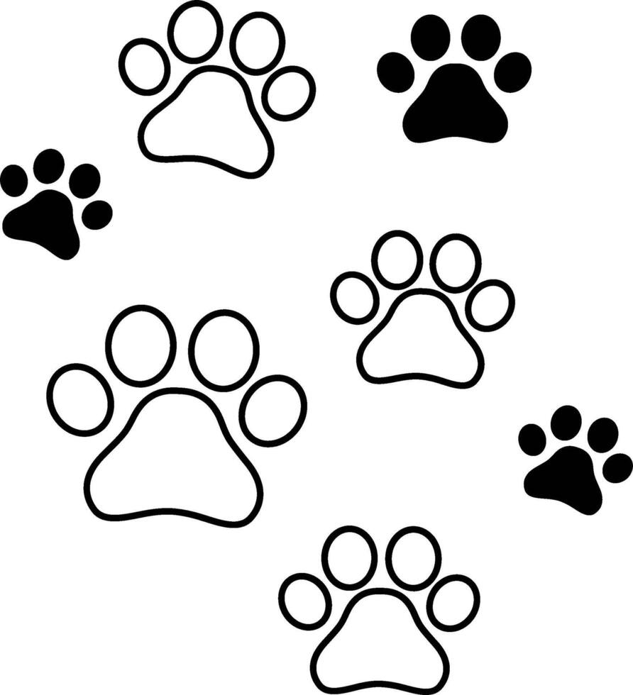 Outline Handdrawn Paw Prints Pet Symbol Icon vector