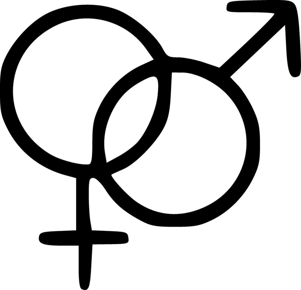Outline Handdrawn Intertwined Gender Symbol Icon Sign vector