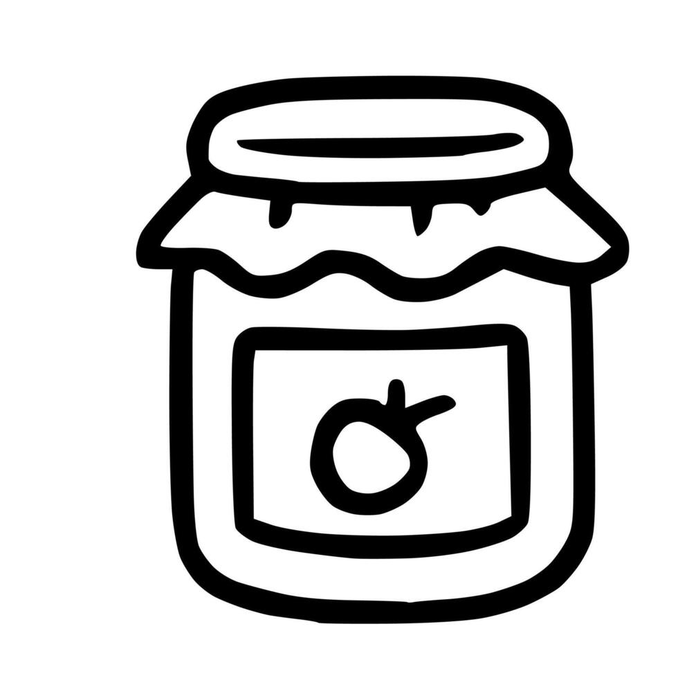 Handdrawn Jar of Jam with Fruit Outline Icon vector
