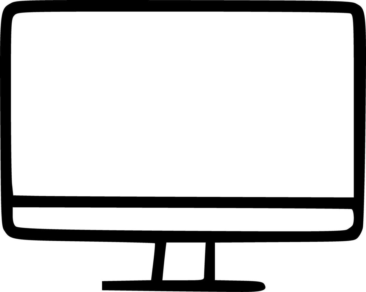 Outline Handdrawn Monitor Screen Shape Icon vector