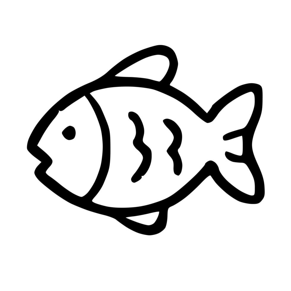 Outline Handdrawn Fish Simple Aquatic Animal Icon vector