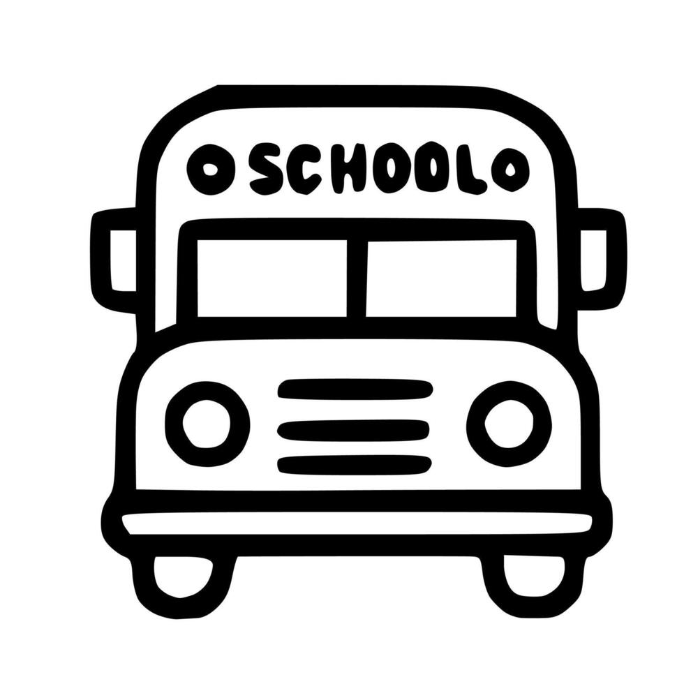Outline Handdrawn School Bus Icon vector