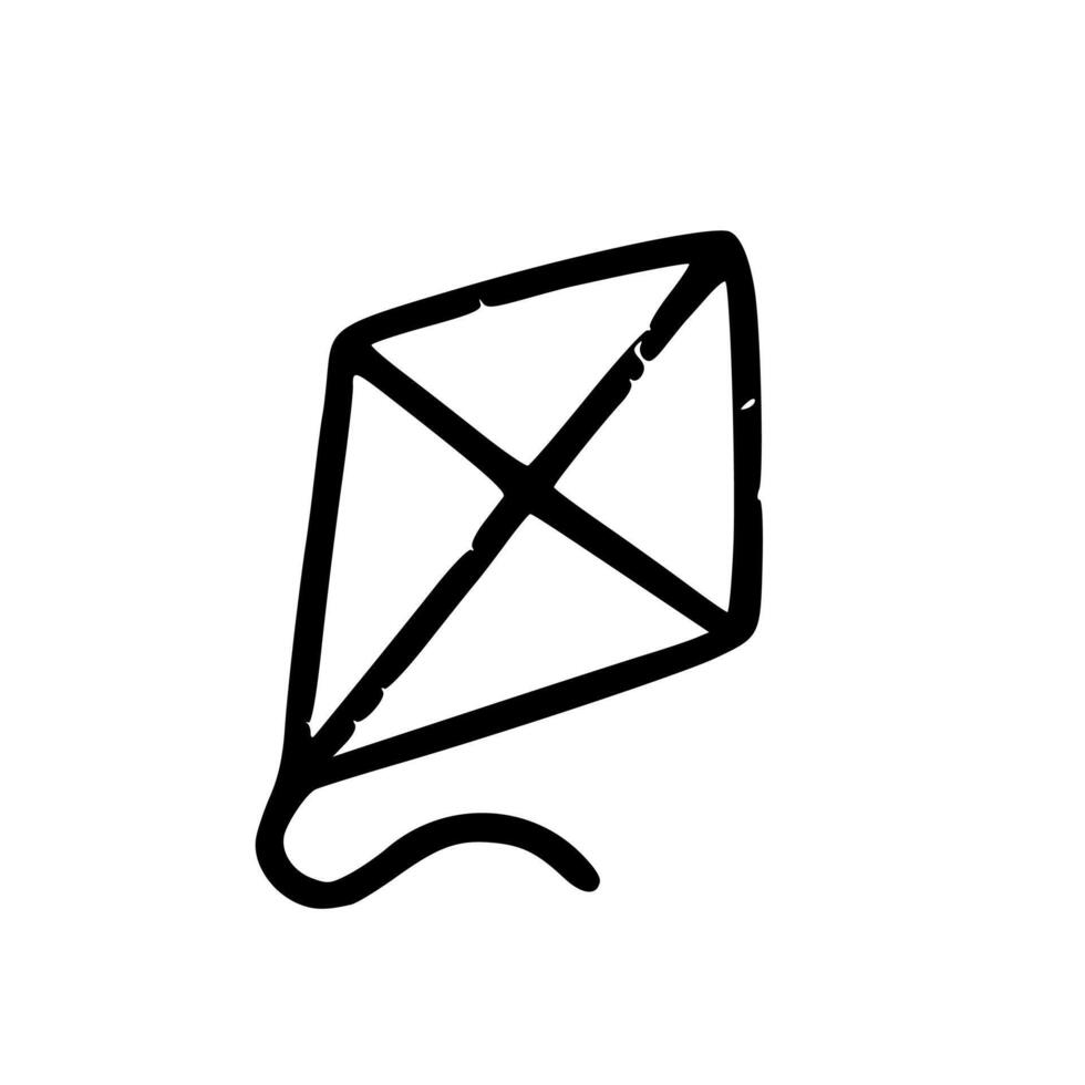Outline Handdrawn Kite Simple Shape Icon Illustration vector