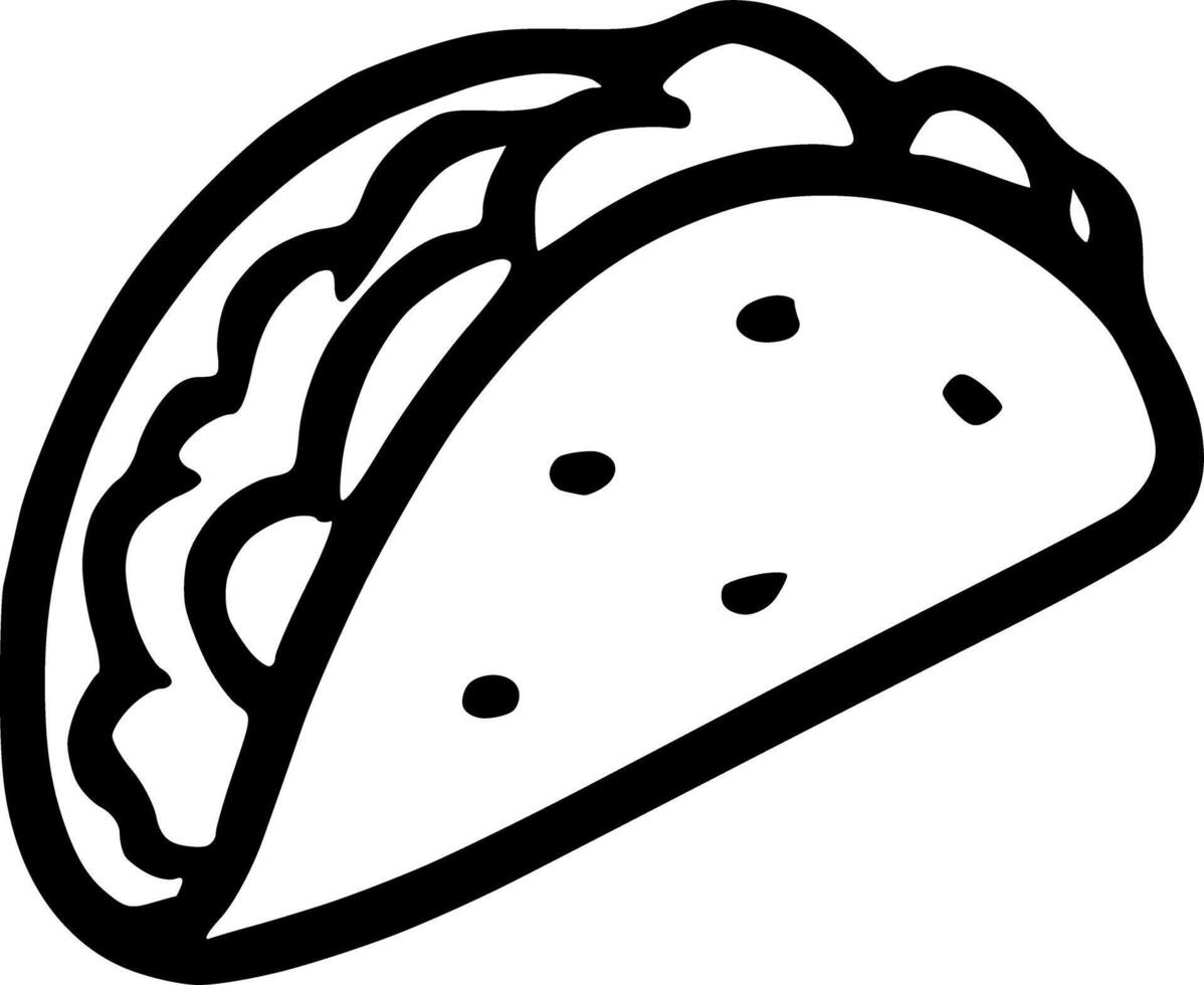 Outline Handdrawn Taco Delicious Mexican Food Icon vector