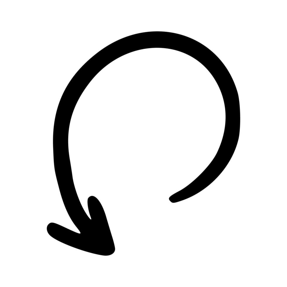 Simple Outline Handdrawn Circular Arrow Icon Symbol vector