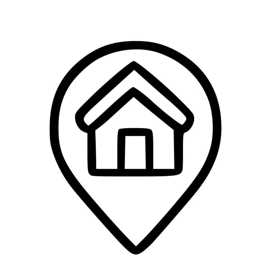 Outline Handdrawn House Location Pin Map Icon vector