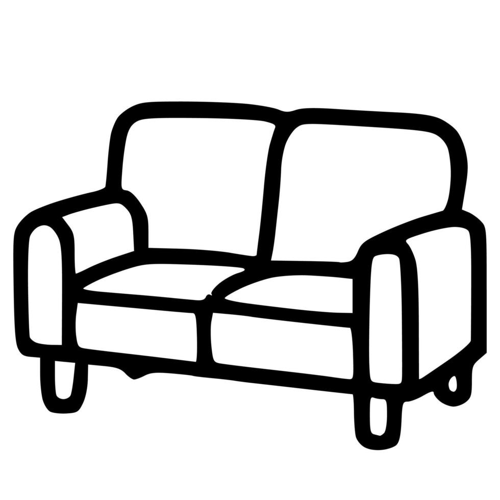 Outline Handdrawn Sofa Double Seater Furniture Icon vector