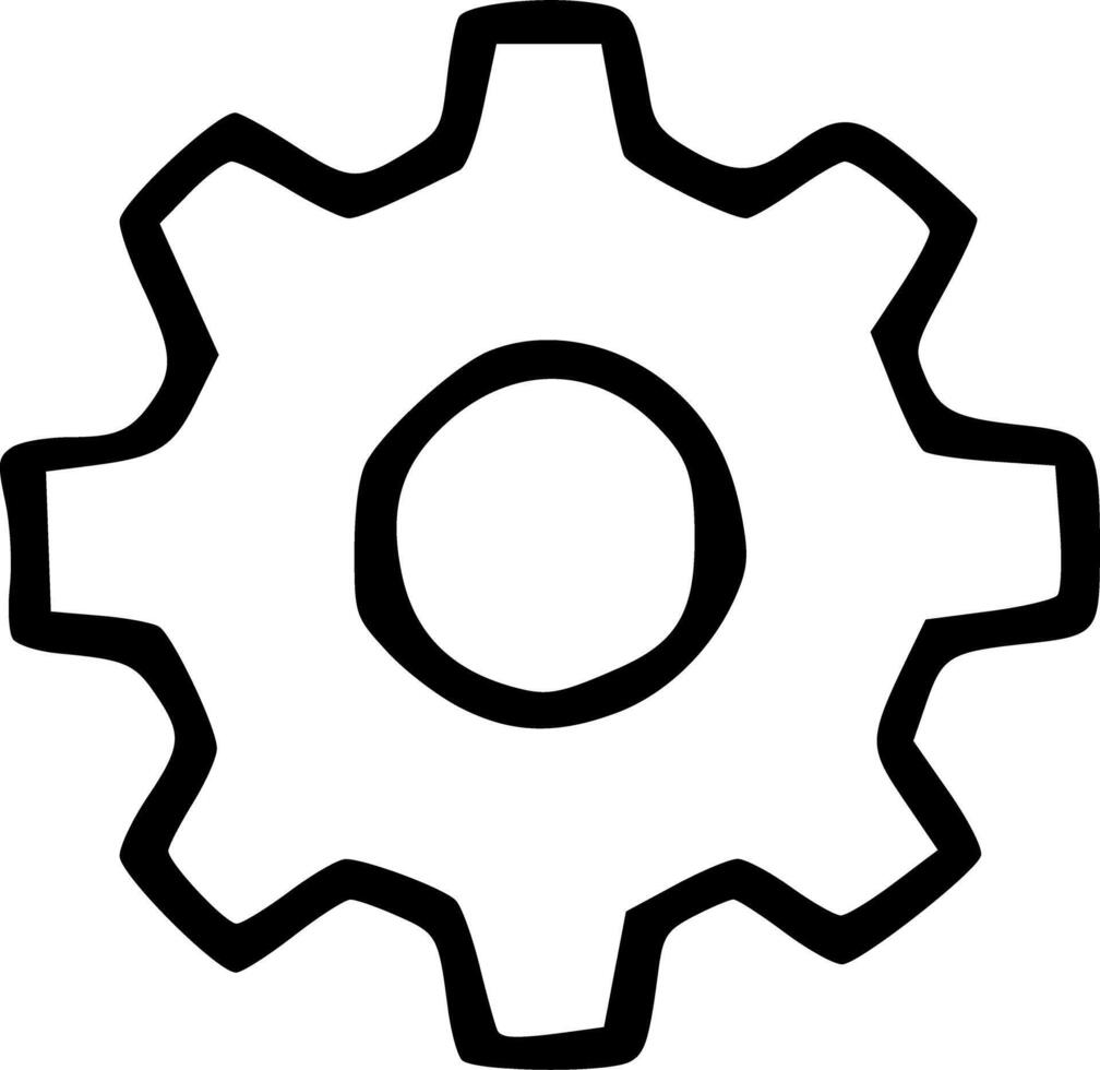 Outline Handdrawn Gear Cogwheel Mechanical Element Icon vector