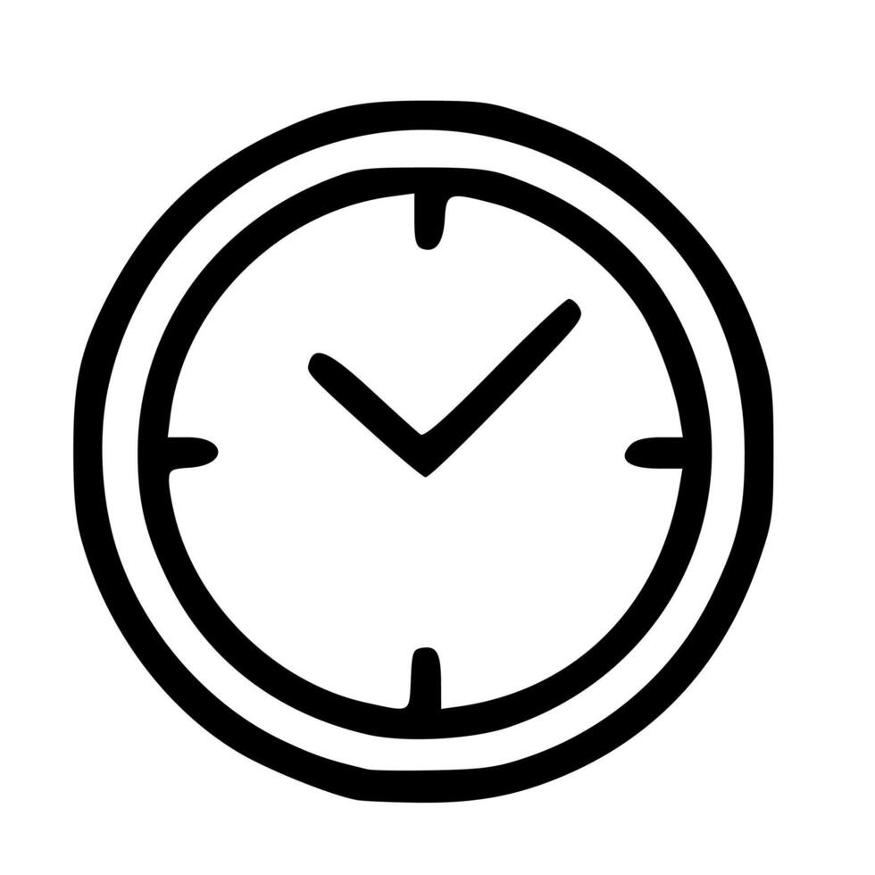 Outline Handdrawn Simple Clock Icon Illustration Design vector