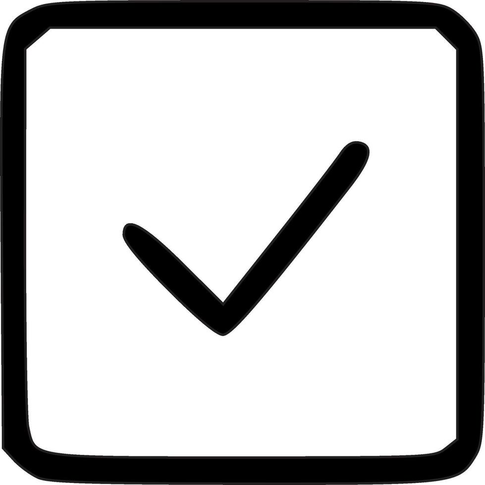 Outline Handdrawn Square Checkmark Sign Symbol Icon vector