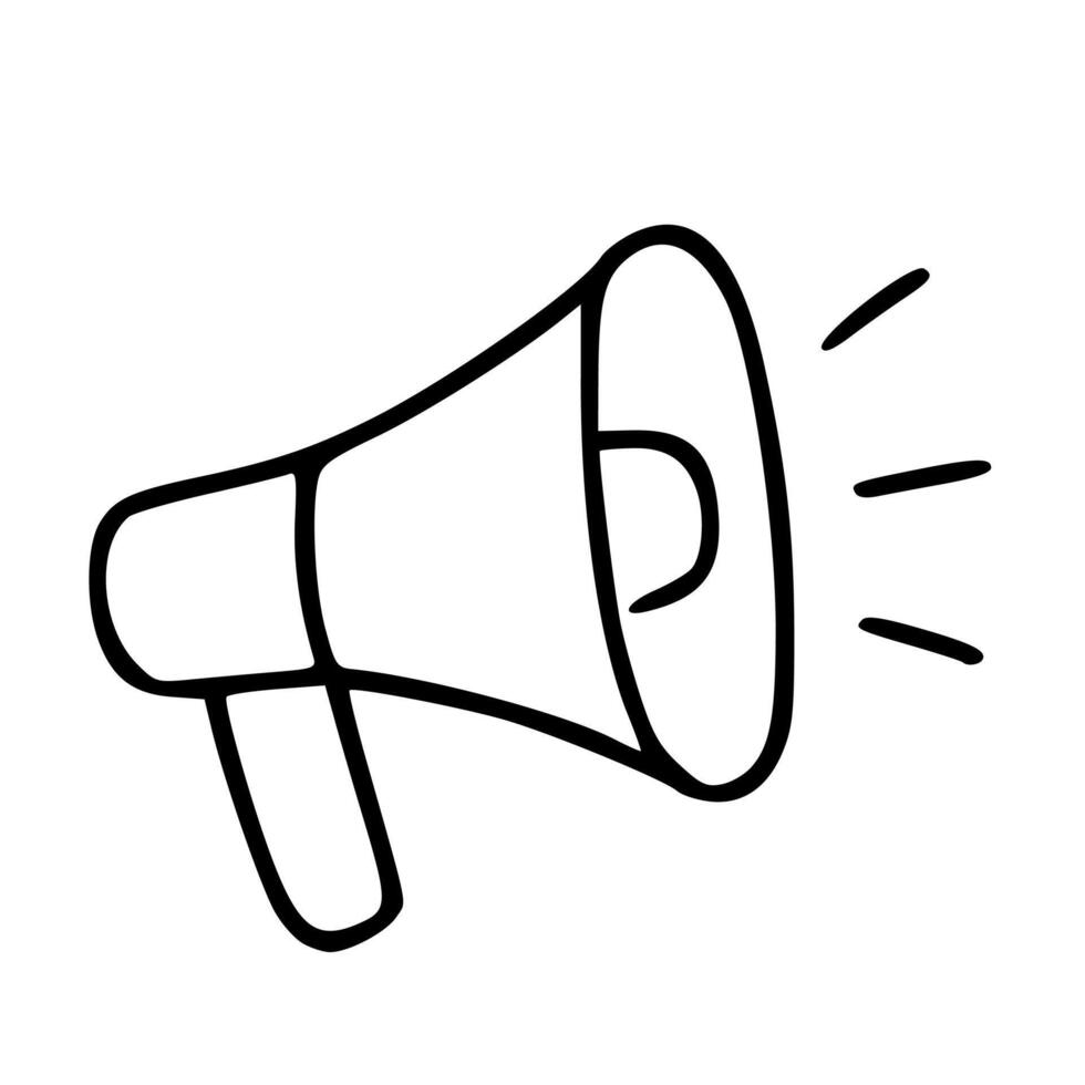 Outline Handdrawn Loudspeaker Megaphone Communication Icon Shape vector