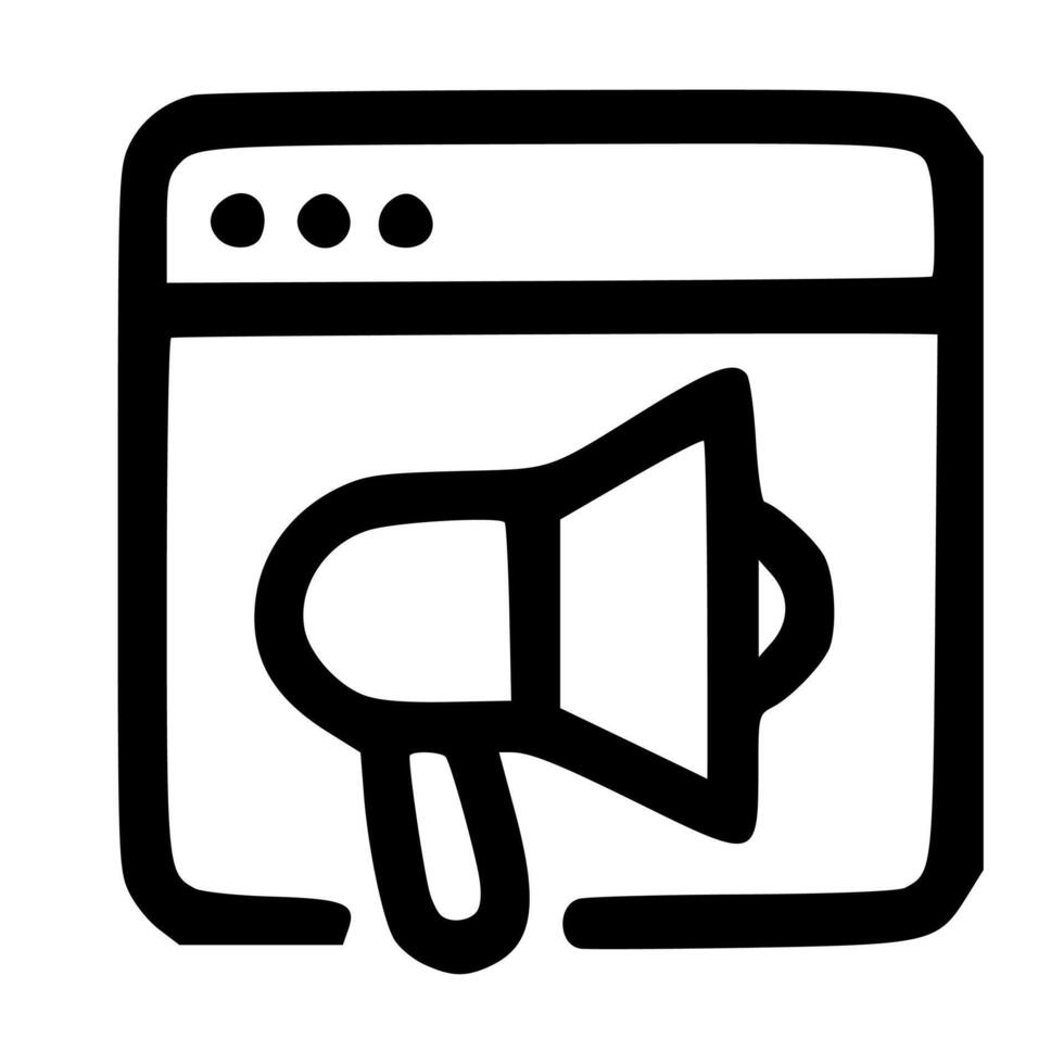 Outline Handdrawn Website Megaphone Marketing Icon Element vector