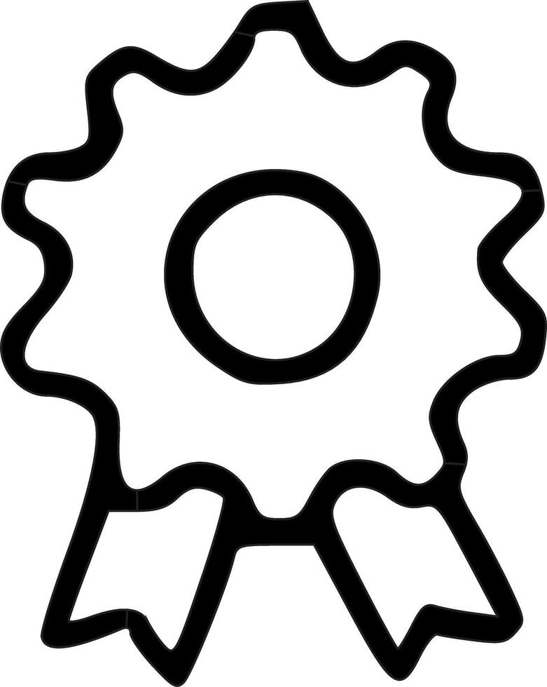 Outline Handdrawn Award Ribbon Badge Icon Symbol vector