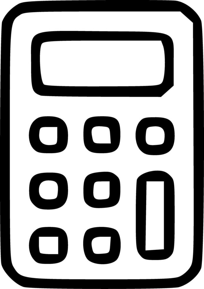 Outline Handdrawn Calculator Device Icon Illustration vector