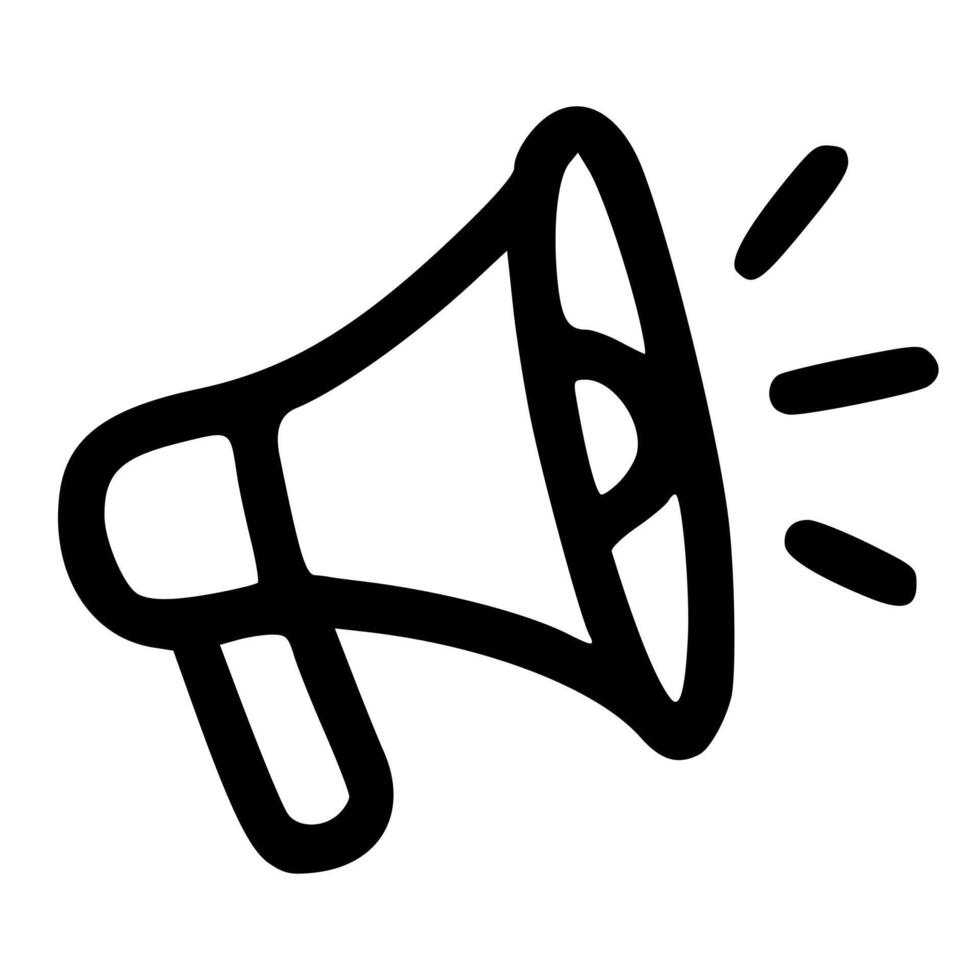 Outline Handdrawn Megaphone Loudspeaker Speech Icon Illustration vector