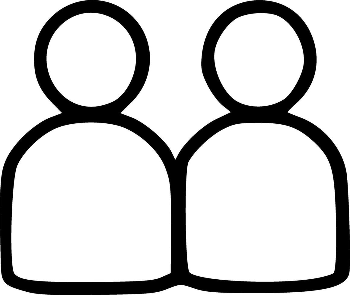 Outline Handdrawn Two People Silhouette Icon Symbol vector