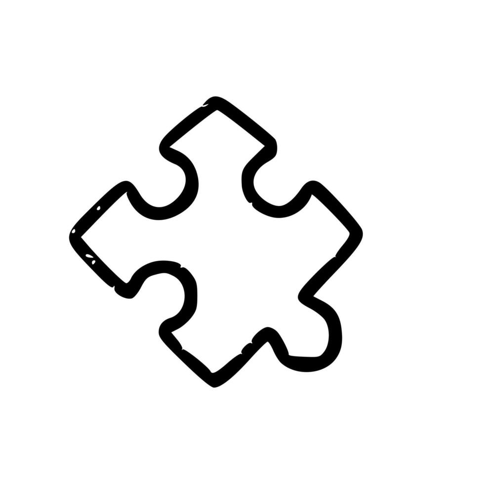 A black and white puzzle piece with a missing piece vector