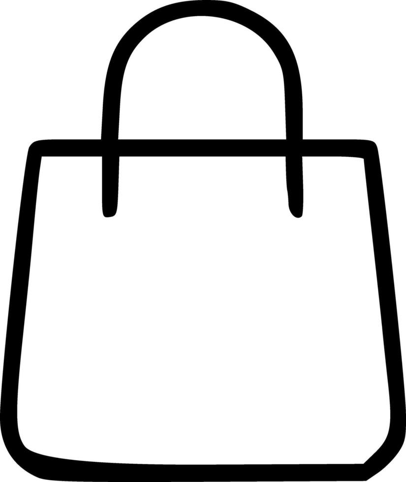 Outline Handdrawn Shopping Bag Simple Icon Symbol vector