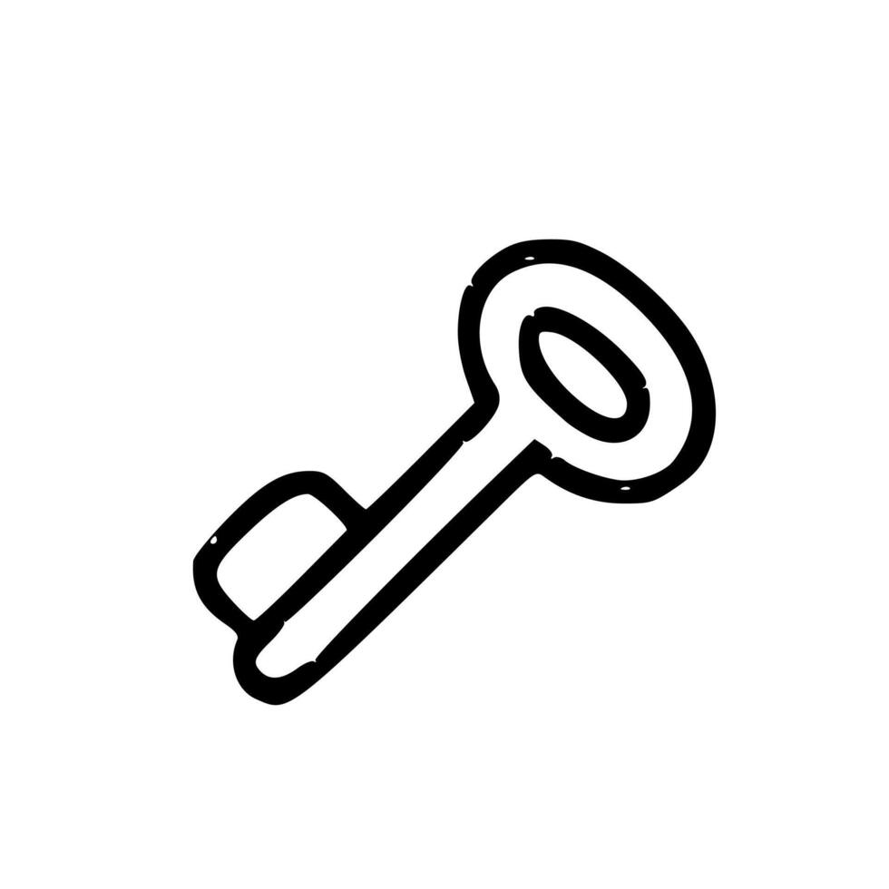 Outline Handdrawn Key Shape Icon Illustration vector