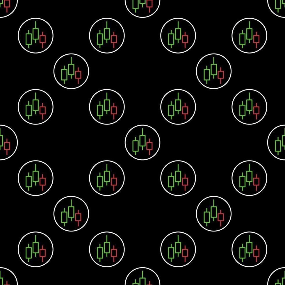 Circle with candlestick pattern selling financial derivatives thin line seamless pattern vector