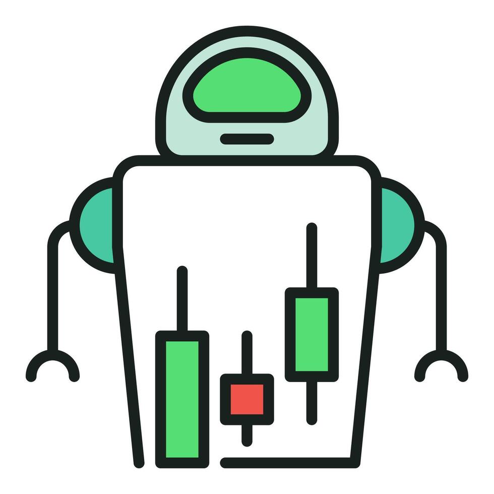 Cryptocurrency Robot Trader Stock Trading Bot colored icon or logo element vector
