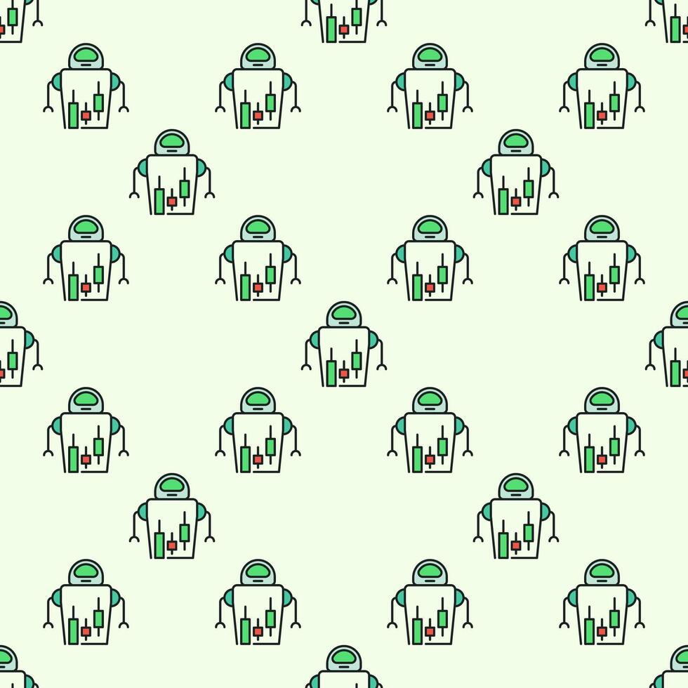 Cryptocurrency Robot Trader Stock Trading Bot colored seamless pattern vector