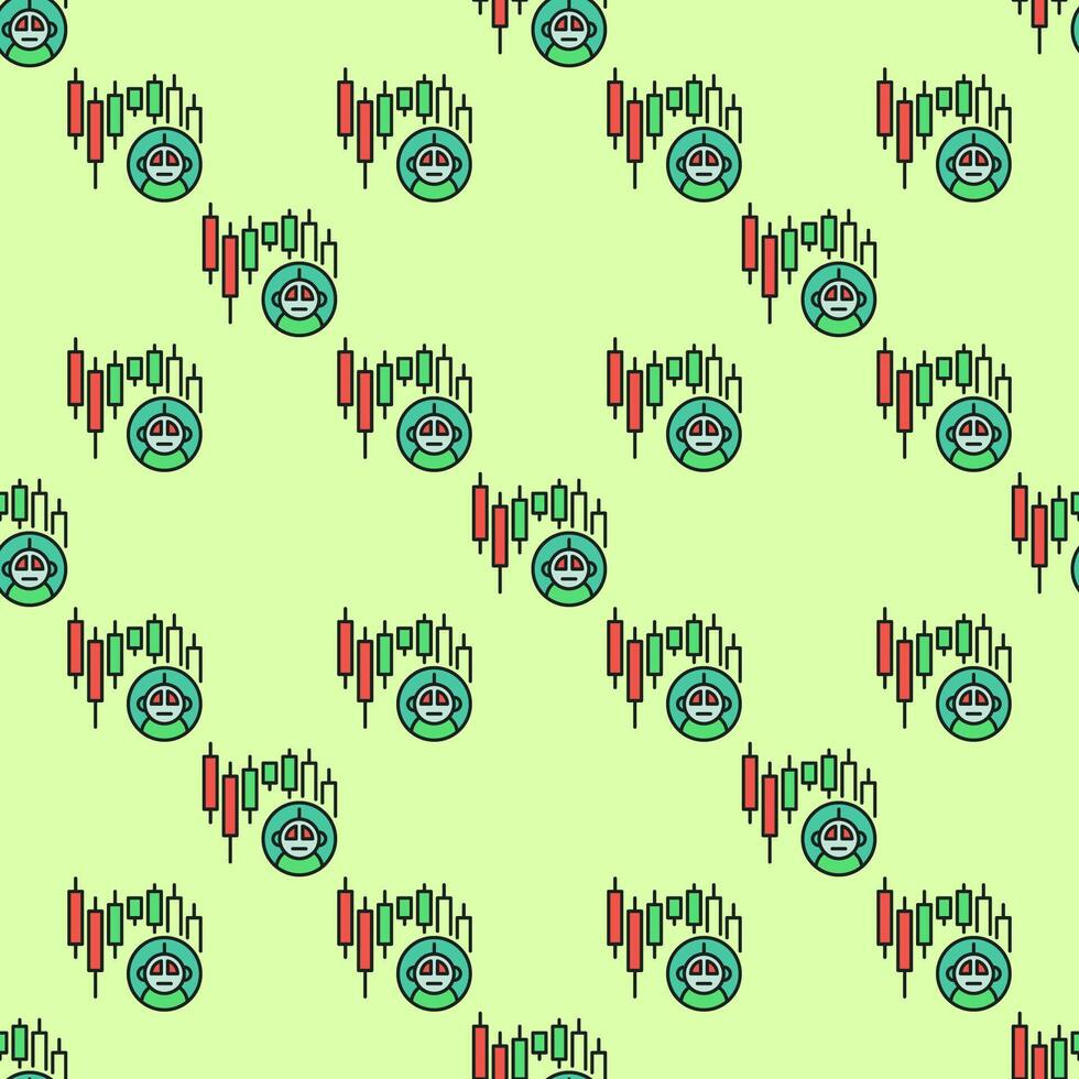 Candlestick Chart and Trading Bot colored seamless pattern vector