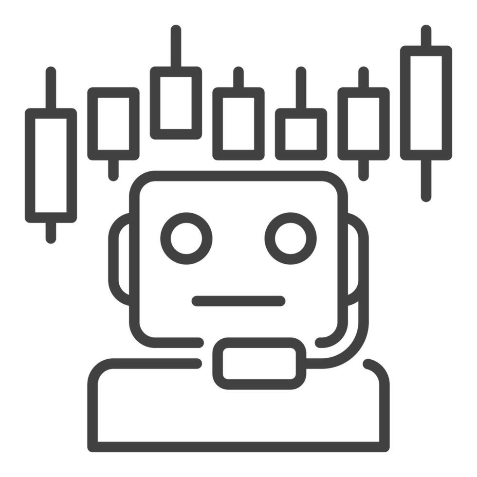 Candlestick Chart and Trading Bot AI Trader outline icon or symbol vector