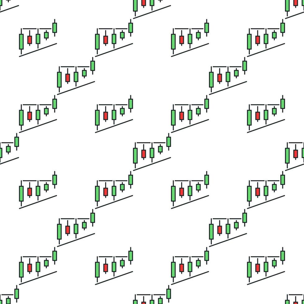Level Breakout Trading Chart Cryptocurrency colored seamless pattern vector