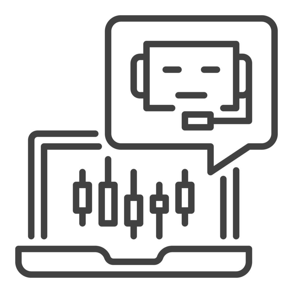 Laptop with Automated Trading Bot thin line icon or symbol vector
