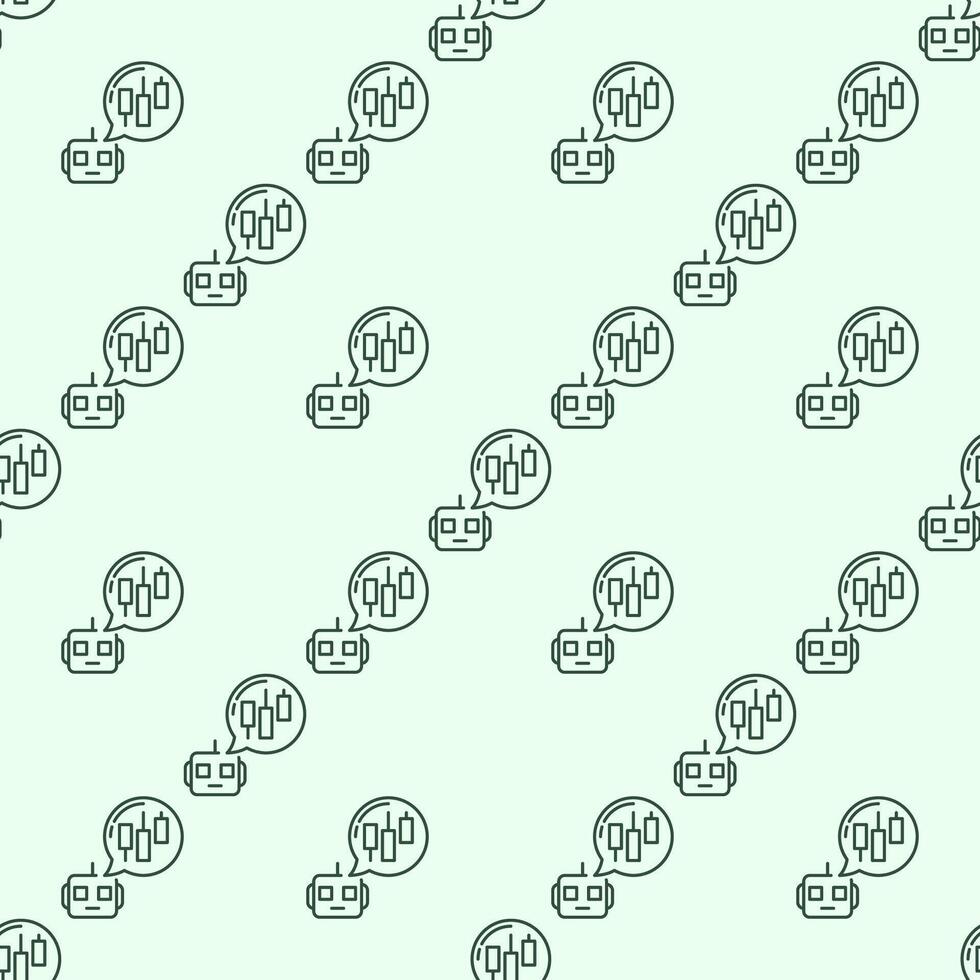 Trading Robot with Speech Bubble automation tools outline seamless pattern vector