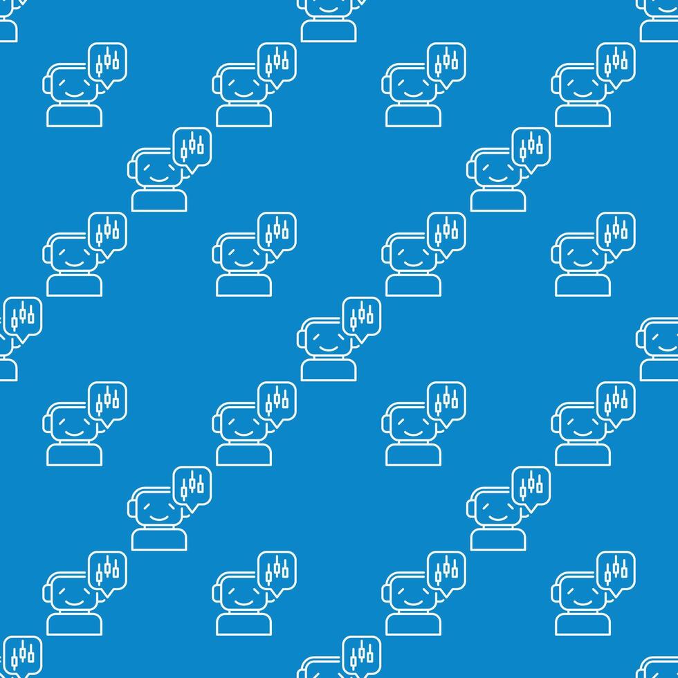 Happy Trading Bot with Candlestick Chart seamless pattern in outline style vector