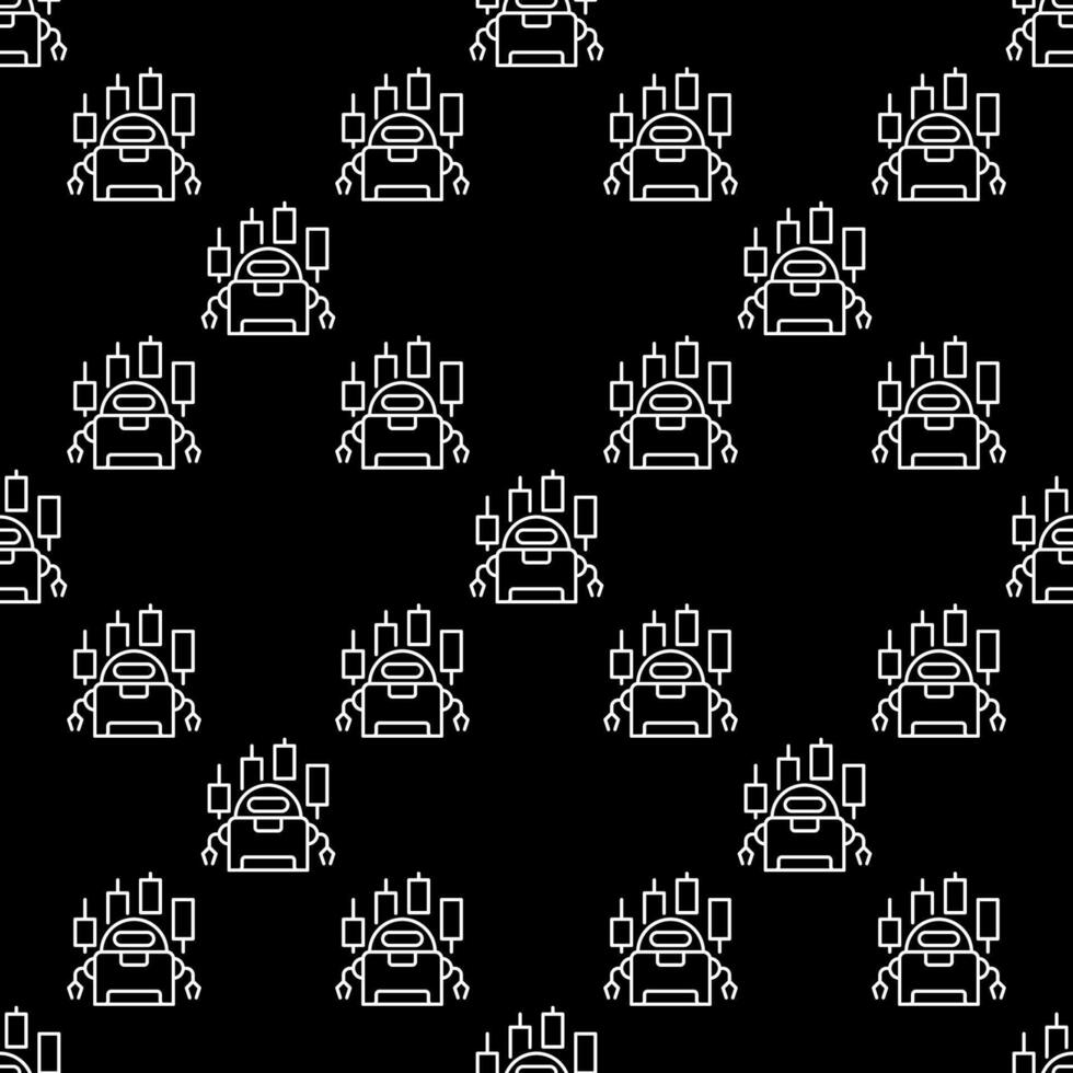 Cryptocurrency Trading Bot Automation Tool seamless pattern in thin line style vector