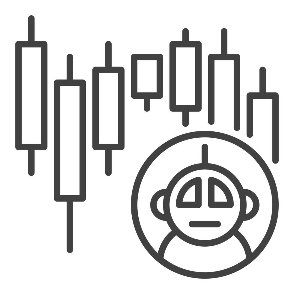 Cryptocurrency Candlestick Chart and Trading Bot linear icon or symbol vector