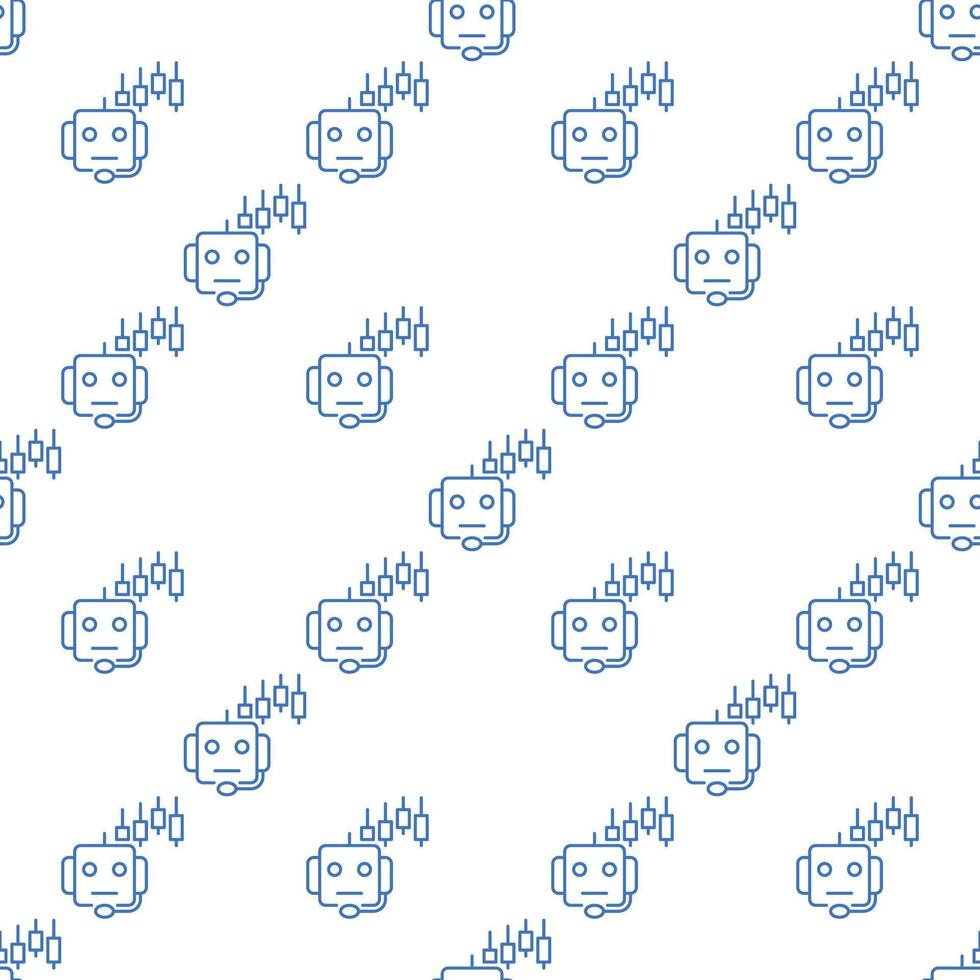 Algorithmic Trading Machine and Candlestick Chart linear seamless pattern vector