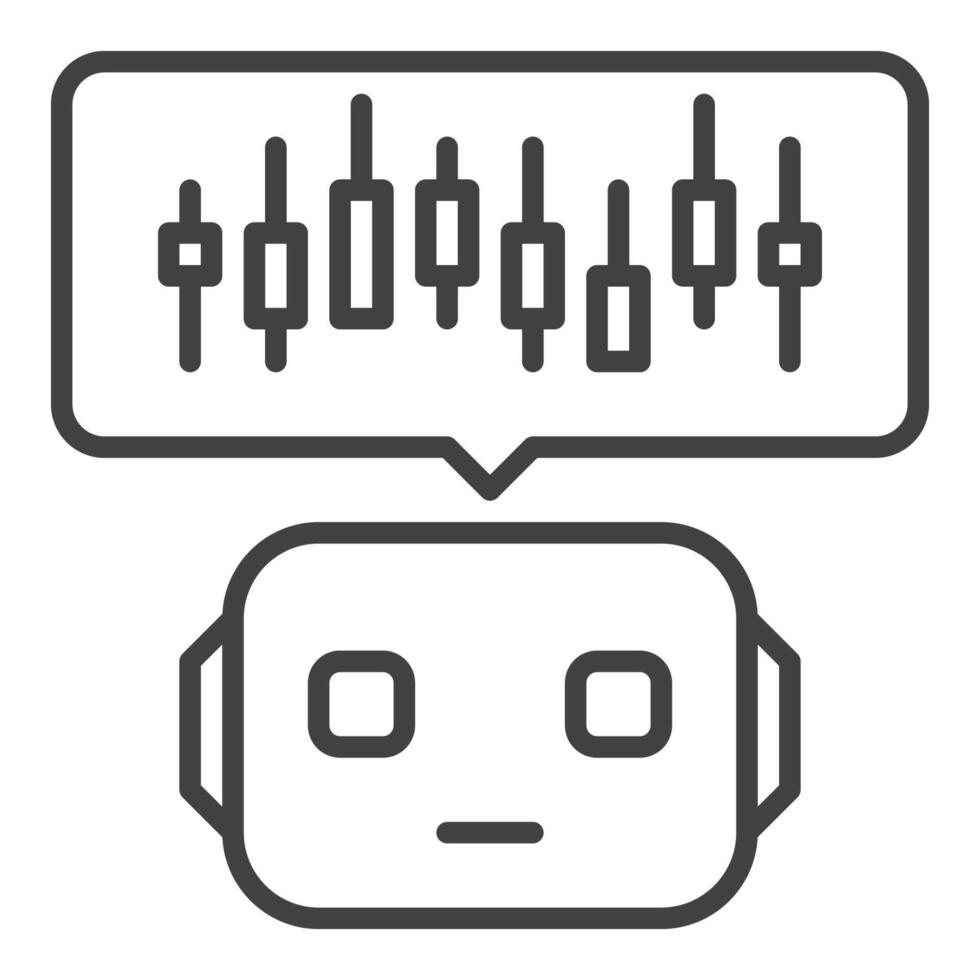 AI Crypto Trading Bot with Candlestick Chart icon or symbol in outline style vector
