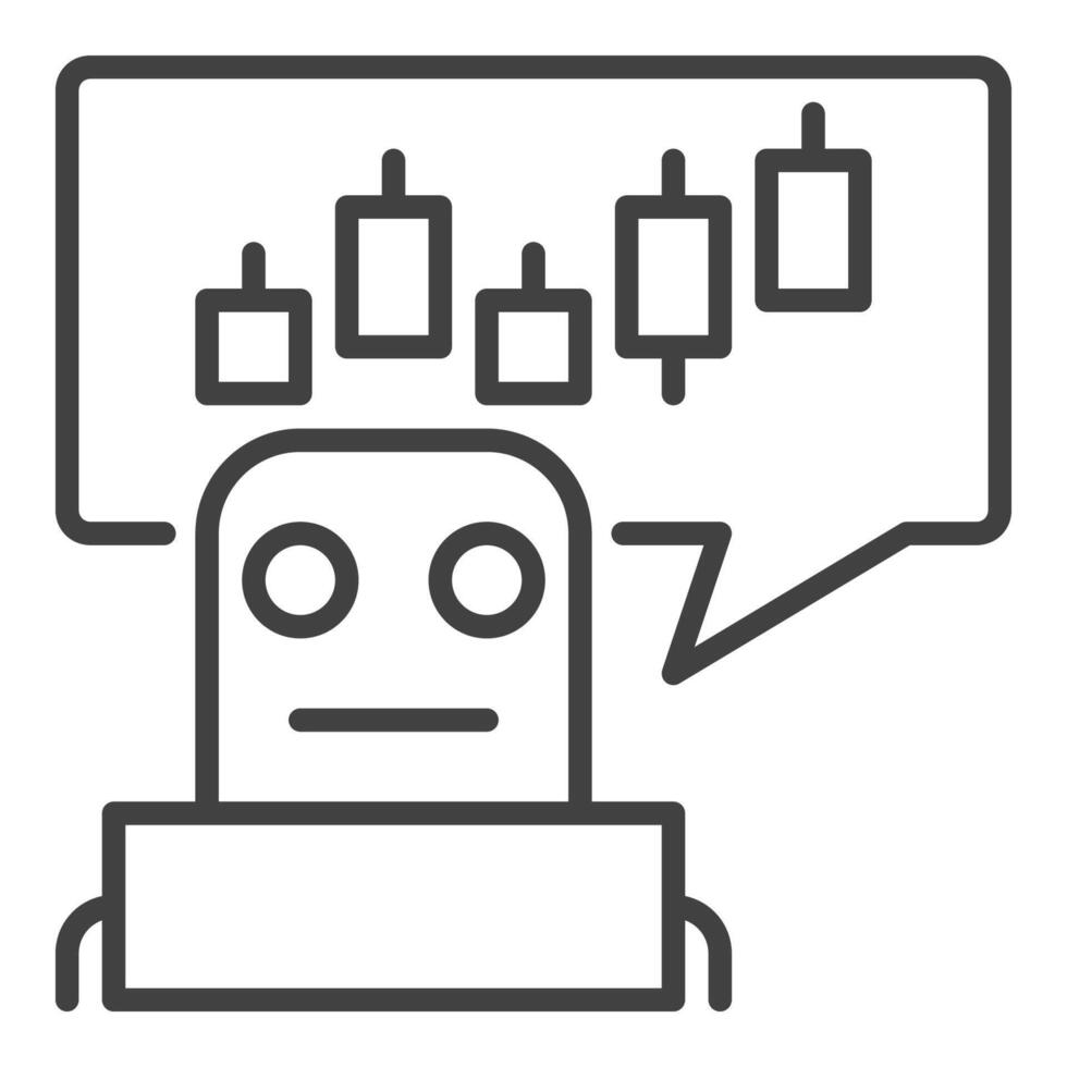 AI Trading Bot Candlestick Chart with Robot icon or sign in thin line style vector