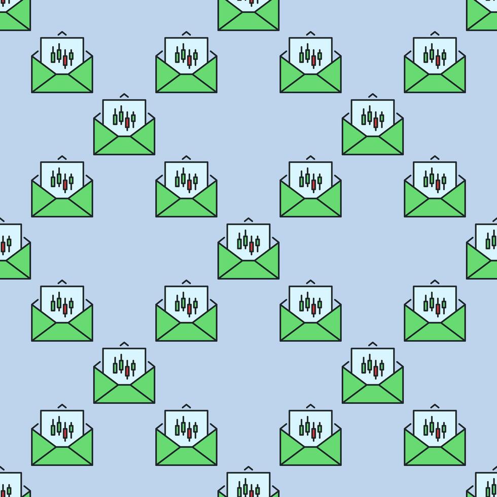 Letter with candlestick chart colored seamless pattern vector
