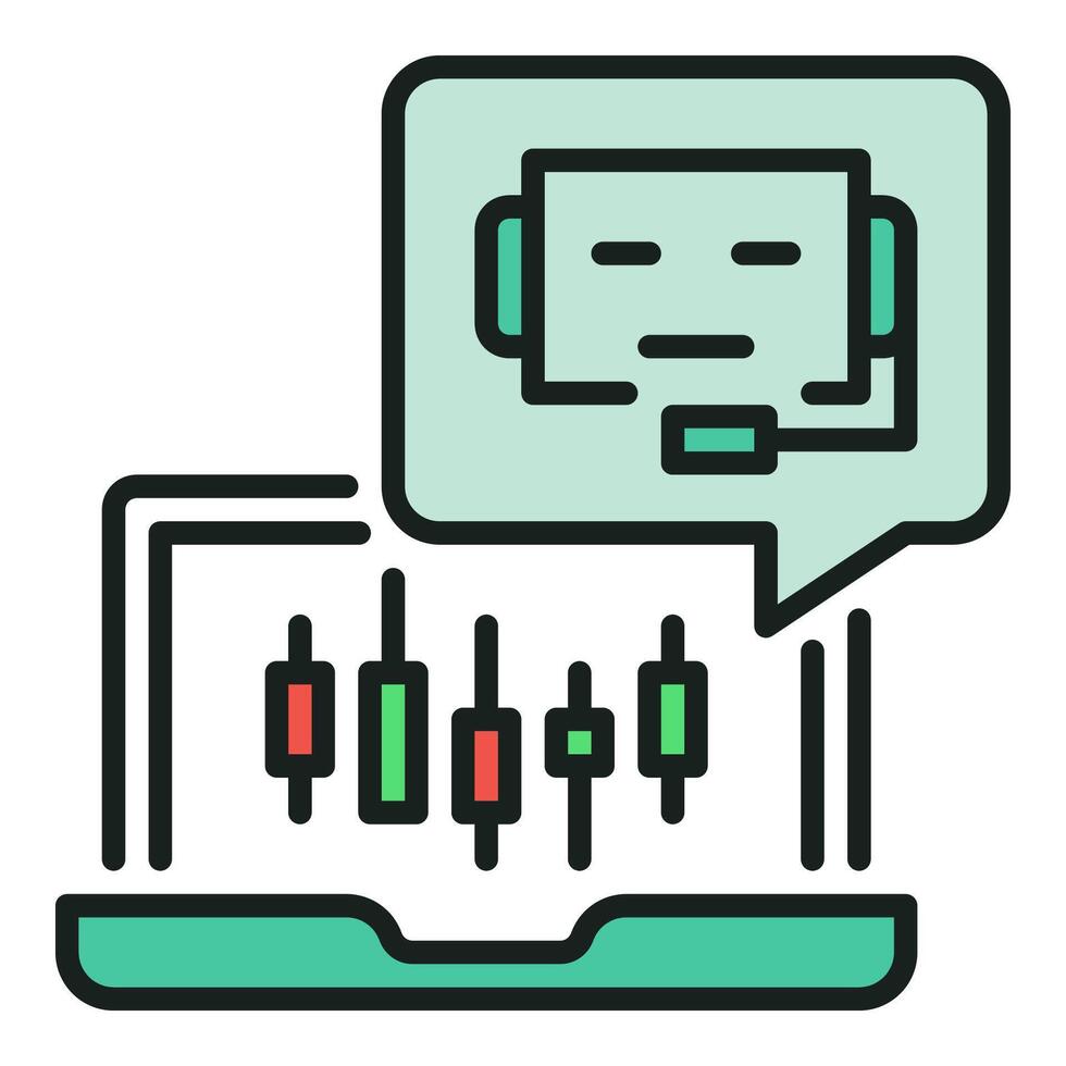 Laptop with Cryptocurrency Trading Bot colored icon or design element vector