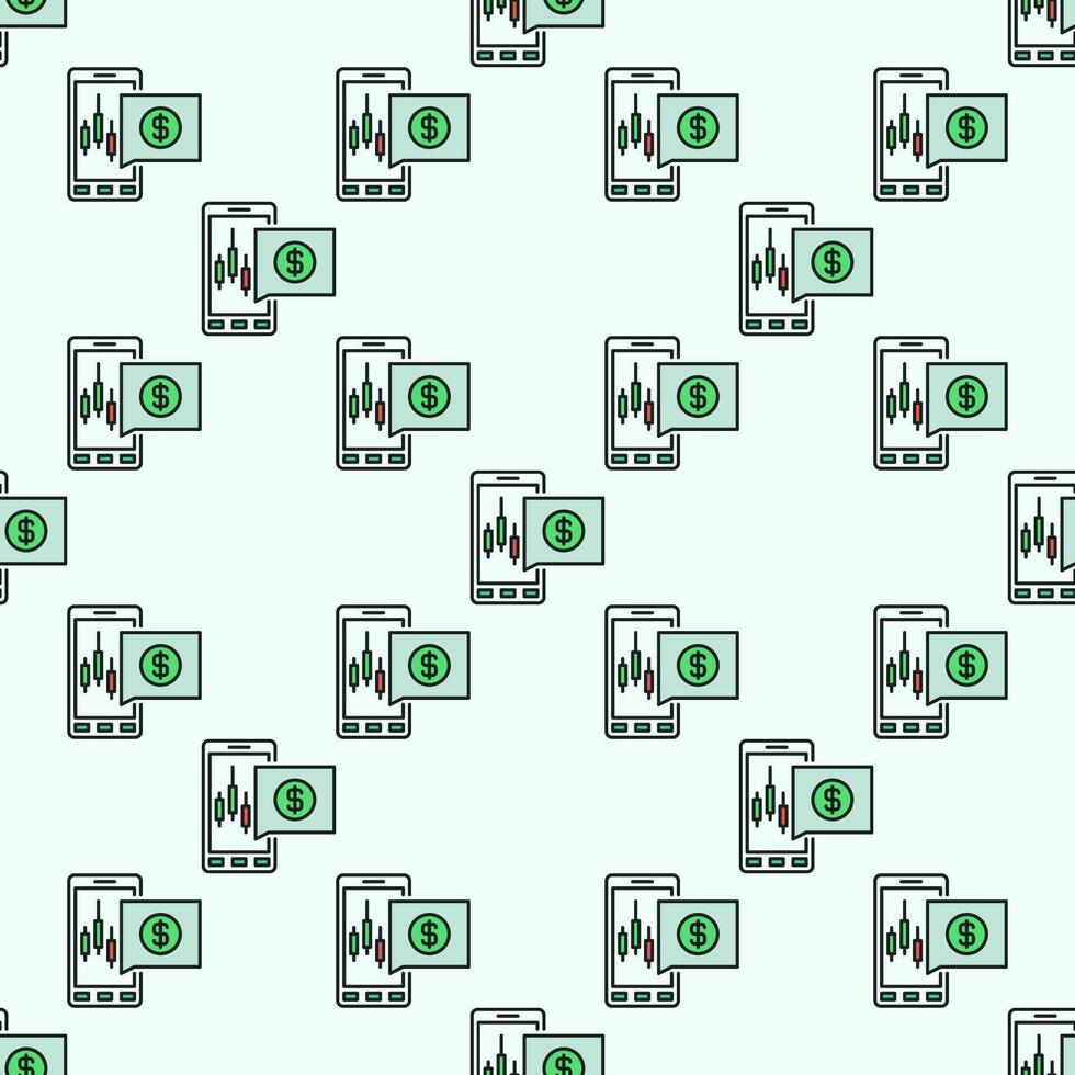 Automated Cryptocurrency Trading on Smartphone colored seamless pattern vector